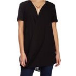 Lush faux wrap hi-low blouse